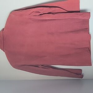 Jaclyn Smith Pink Leather Jacket with Stand-Up Collar